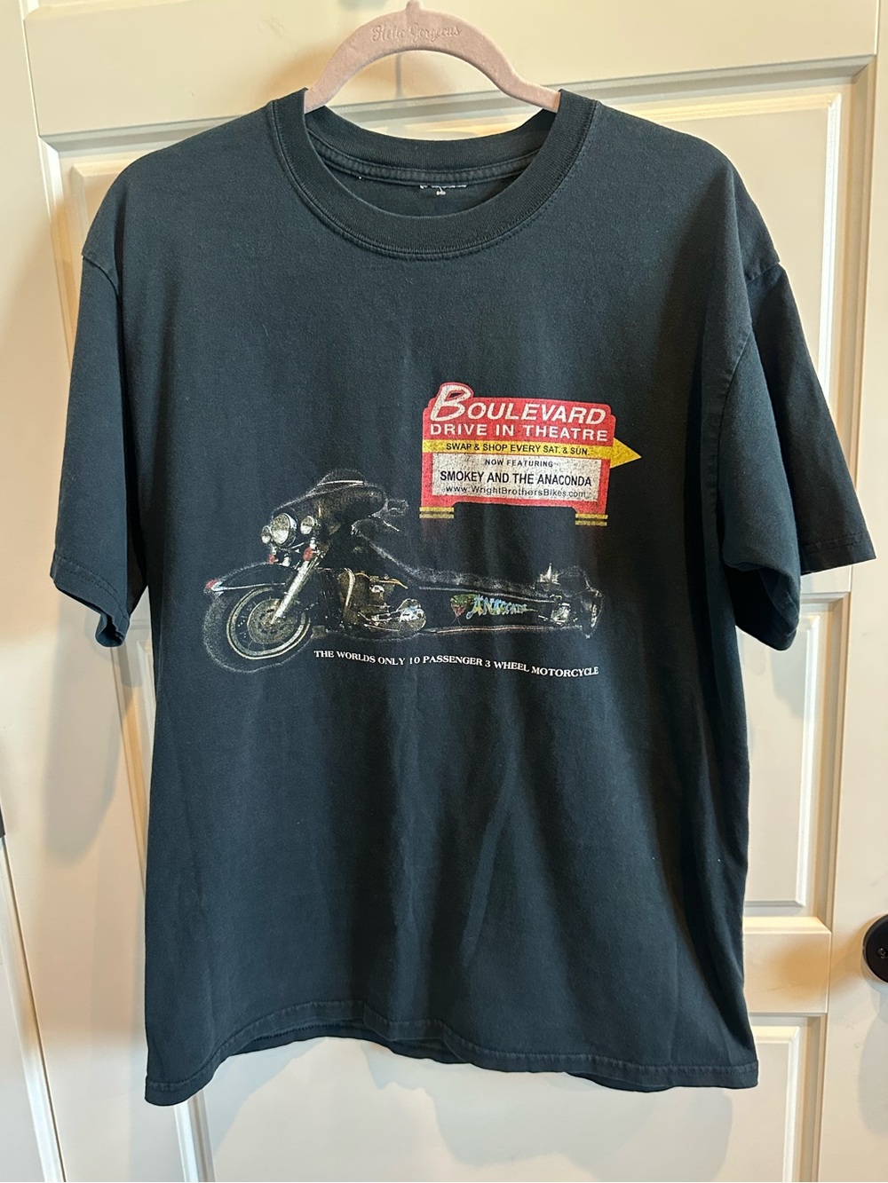 Boulevard Drive-In Anaconda Motorcycle Limo Black Graphic T-Shirt Biker Tee